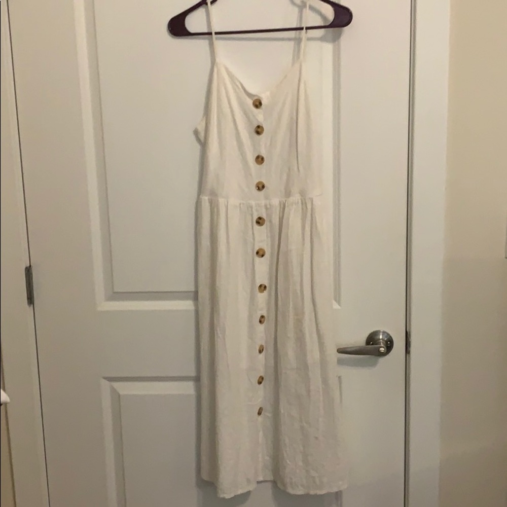 White button-down midi dress